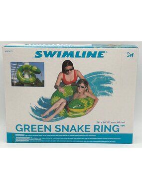 Swimline Green Snake Inflatable Pool Ring 28" X 26" Fun Pool Float For Ages 7+